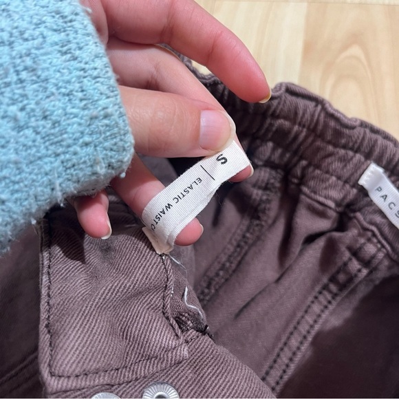 Pacsun Cargo Utility Pants Brown Snap Button Size Small Elastic Waisted - Picture 6 of 7